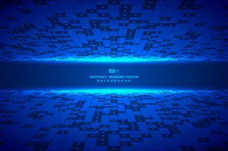 抽象方形蓝色数字图案艺术品框架背景。