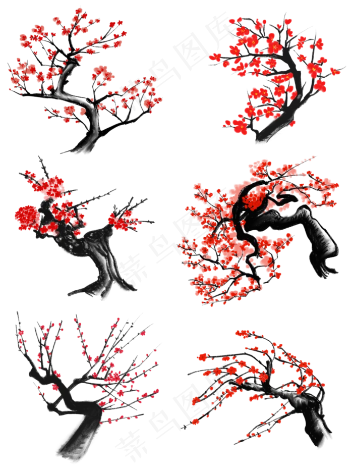  梅花水墨画 (3072X4107(DPI:300))psd模版下载