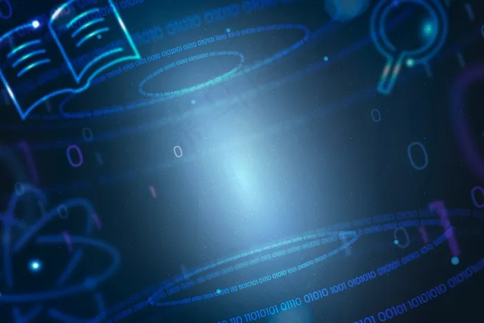 渐变蓝色教育混音中的科学与原子背景矢量eps,ai矢量模版下载