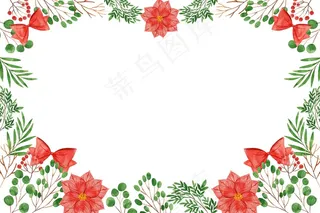 水彩圣诞树枝背景