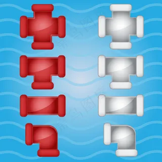 管道管道颜色红色和灰色糖果图标集