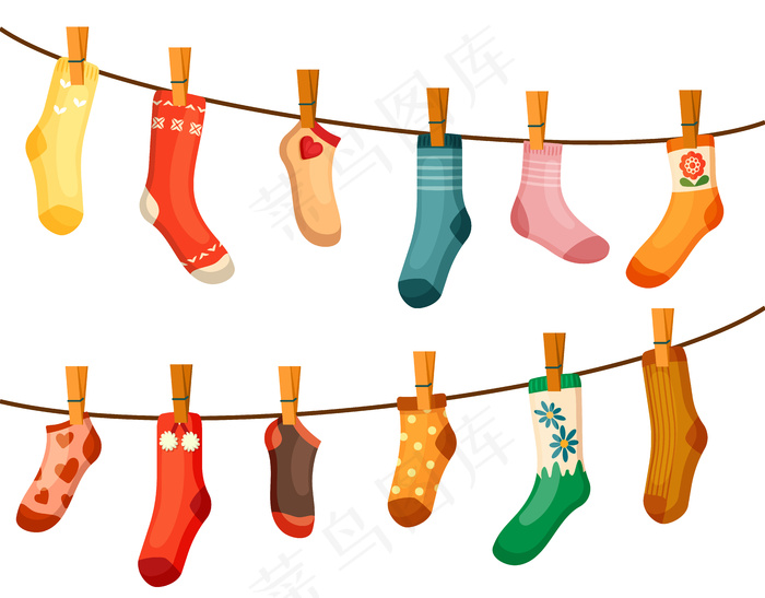 彩色袜子晾绳插图
