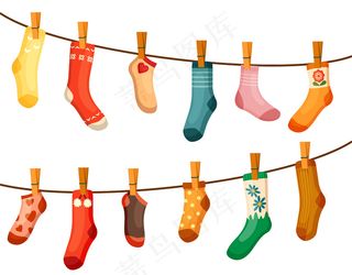 彩色袜子晾绳插图