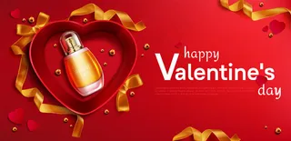 心形开放式香水瓶横幅banner礼品盒