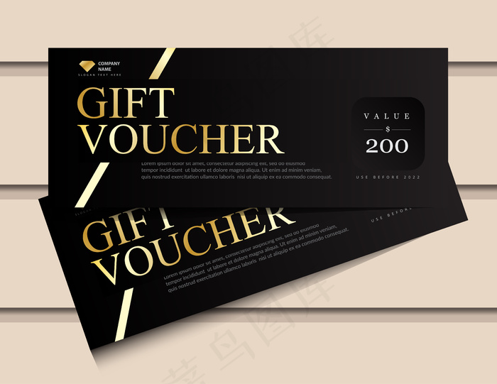 带有闪光金奢华元素的礼品券模板。