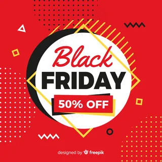 红色孟菲斯背景的黑色星期五圆形平面设计