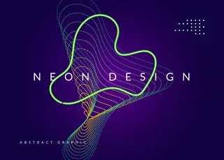 声音宣传单,DM传单。酷秀封面设计。动态流体形状和线条。霓虹音响传单。