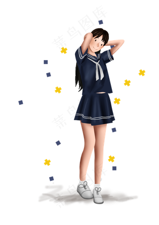 开学季日本水手服女学生