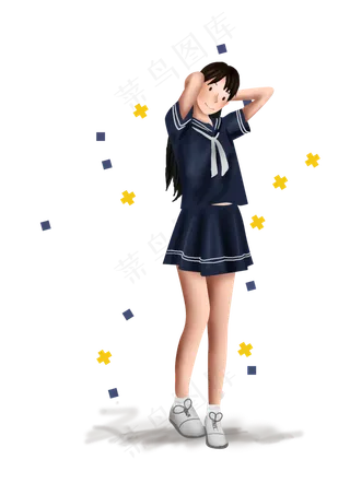 开学季日本水手服女学生