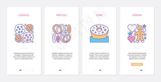 糕点店，烘焙咖啡馆食品，用户体验，用户界面上的手机app移动应用程序app页面屏幕集