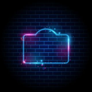 带有闪亮霓虹灯的空白复古镜框