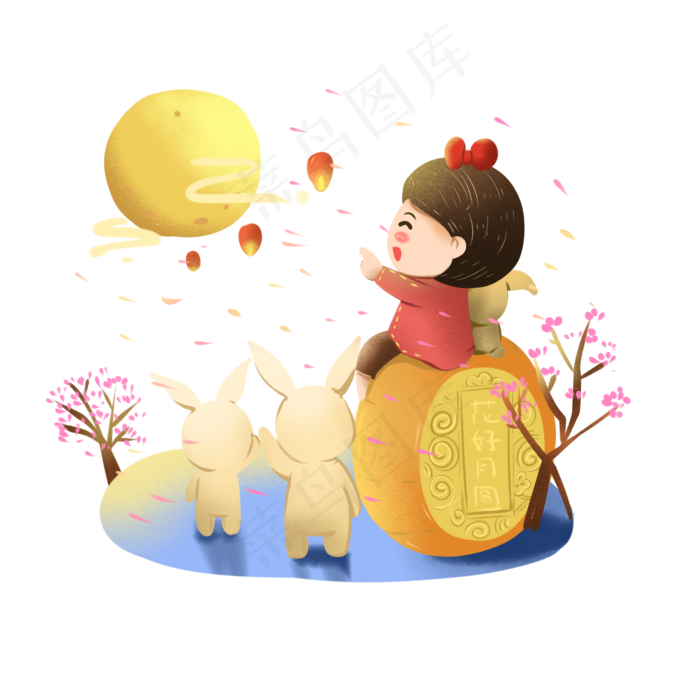 八月十五赏月嫦娥创意配图月亮中