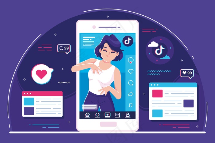 Tiktok概念图背景eps,ai矢量模版下载