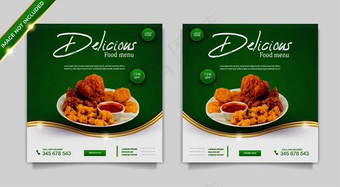 奢侈食品社交媒体推广横幅banner帖子设计模板集eps,ai矢量模版下载