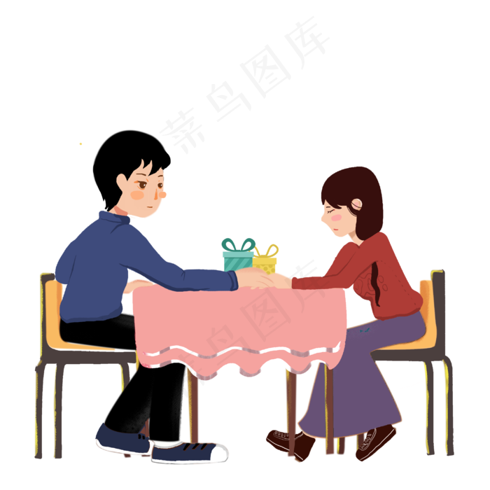 浪漫情人及情侣约会手绘