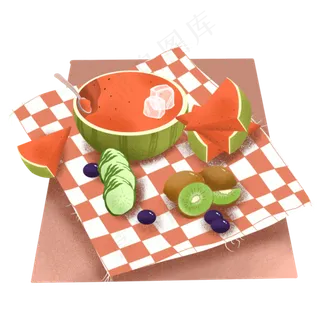 夏日水果清凉青瓜西瓜