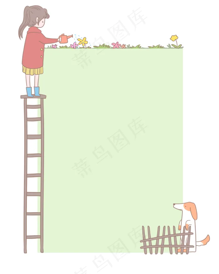 女孩浇花对话框(2000X2500(DPI:299))psd模版下载