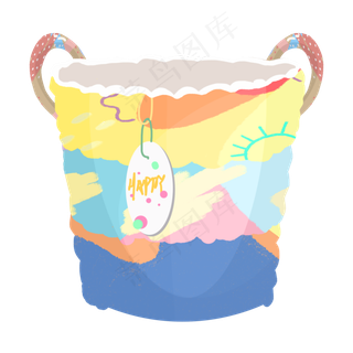 五一劳动节彩色可爱垃圾桶