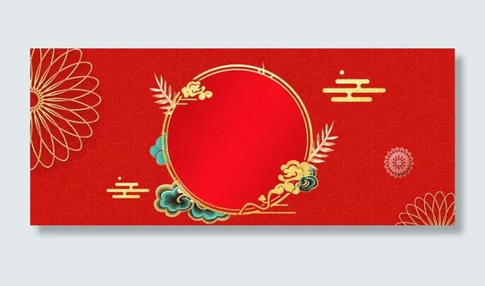 新年喜庆烫金中国风春节猪年背景