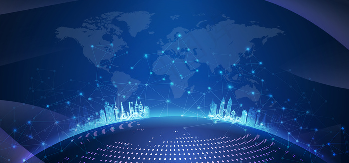 博鳌亚洲论坛科技地球亚洲城市剪影海报背景图片素材