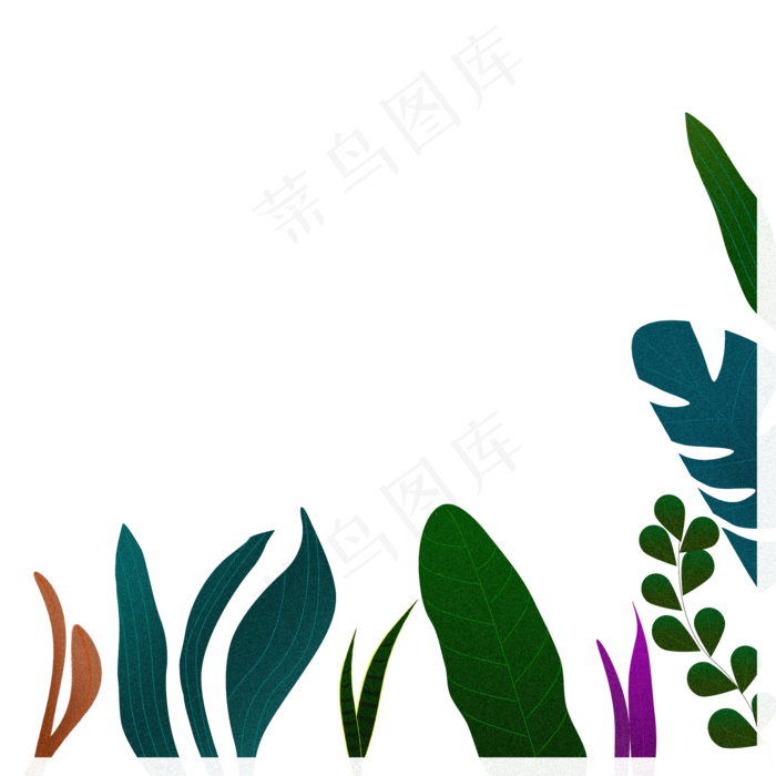 春天植物叶子肌理感边框(2000X2000(DPI:300))psd模版下载