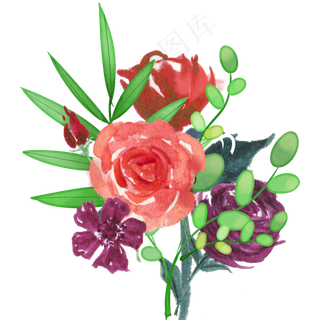水彩花束仿真通用