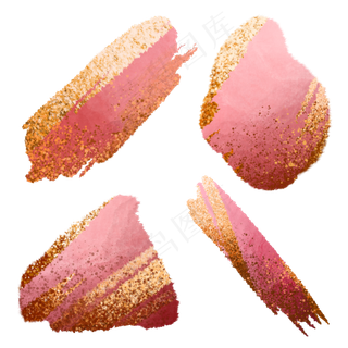 金箔装饰粉色水彩色块,免抠元素
