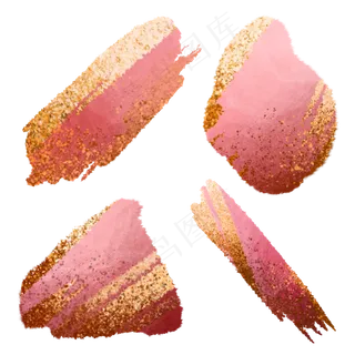 金箔装饰粉色水彩色块,免抠元素