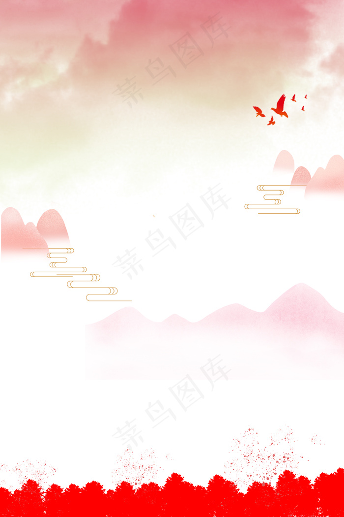 中国风红色清新纹理(3545*5315px 	      )psd模版下载