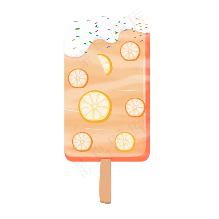 小吃水果橙子雪糕(2000X2000(DPI:300))psd模版下载