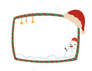 圣诞帽雪人边框,免抠元素