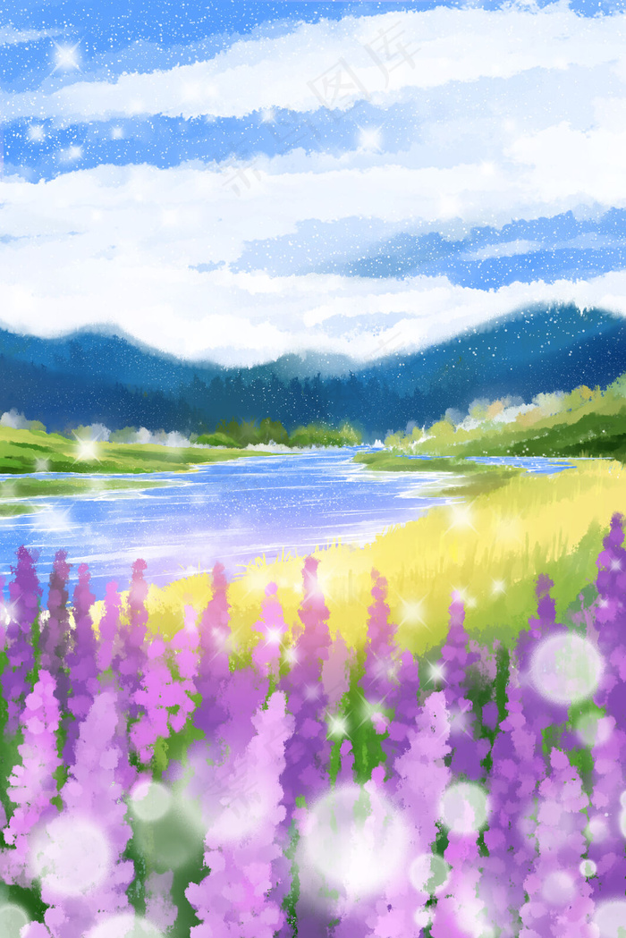 远山近水薰衣草风景