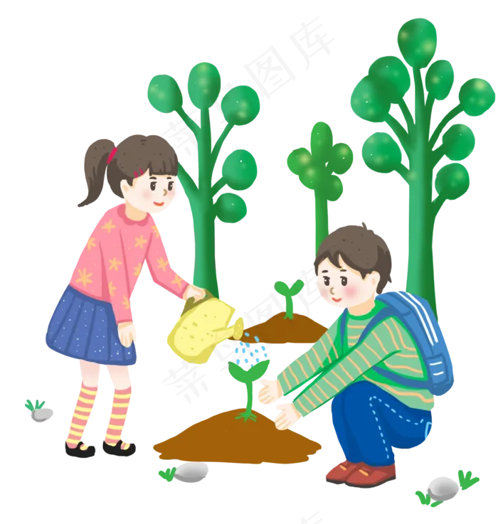 植树节浇水的小孩