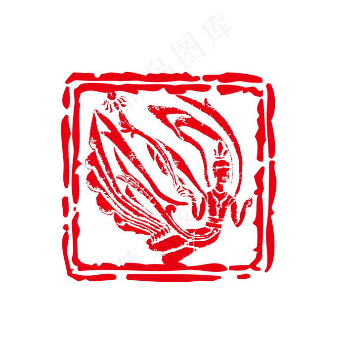 红色传统中国风古风敦煌飞天印章