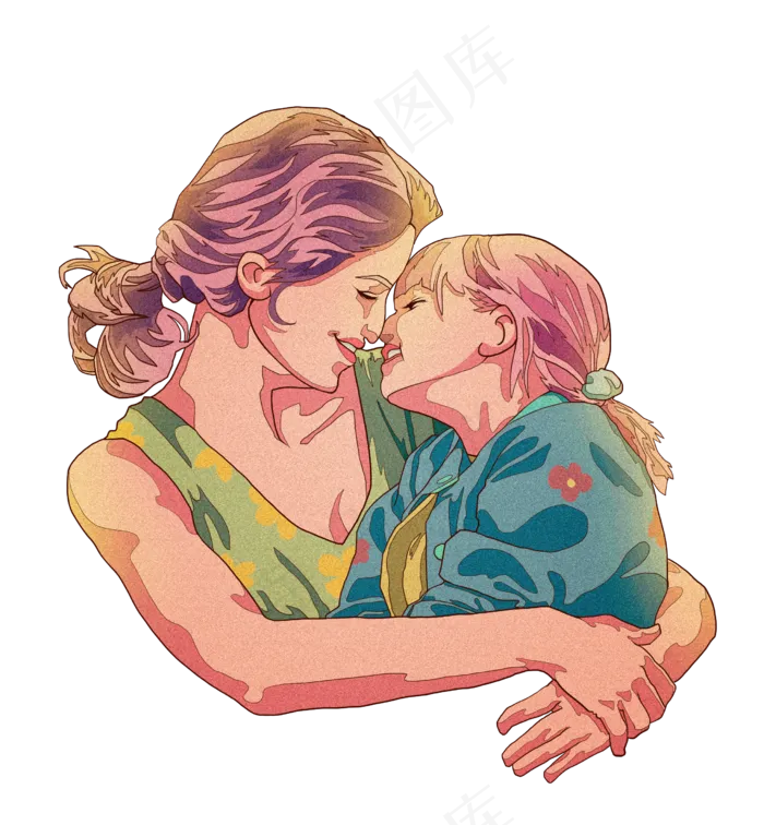 母亲节妈妈抱着孩子免扣元素(2480X2677(DPI:300))psd模版下载