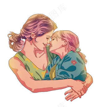 母亲节妈妈抱着孩子免扣元素