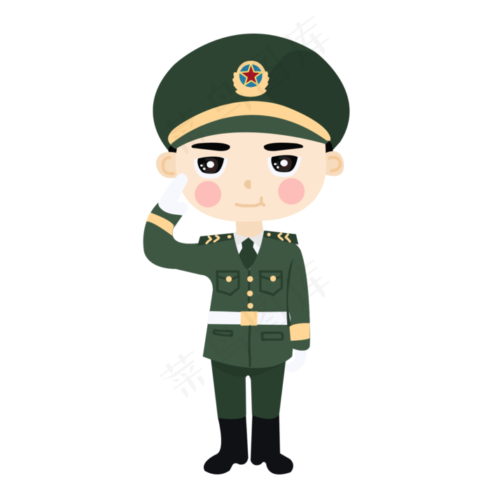 卡通军人建军节素材(2000X2000(DPI:300))psd模版下载