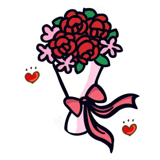手绘花可爱卡通玫瑰花团矢量素材