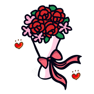 手绘花可爱卡通玫瑰花团矢量素材