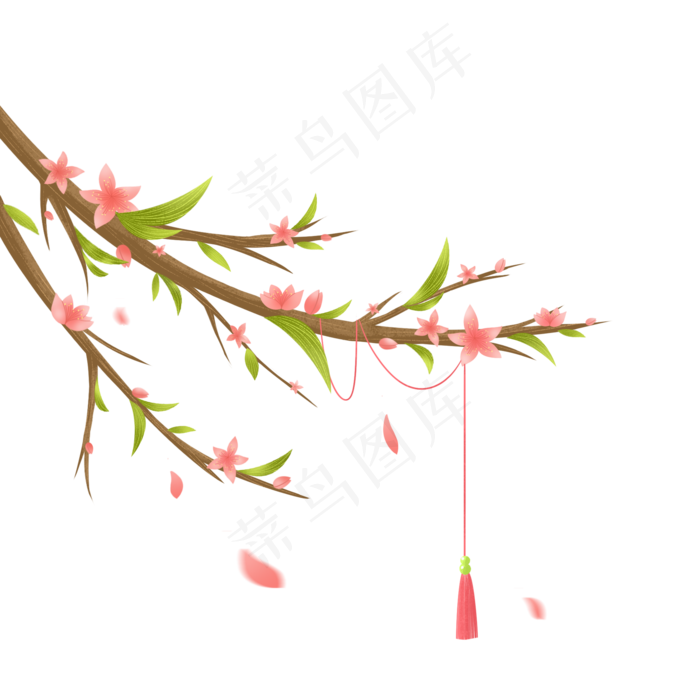 中国风粉色桃花PNG元素,免抠元素(2000*2000px 300 dpi )psd模版下载