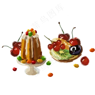 手绘卡通甜点元素设计