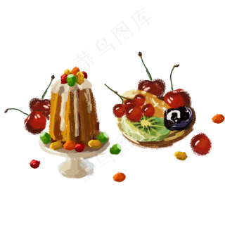 手绘卡通甜点元素设计