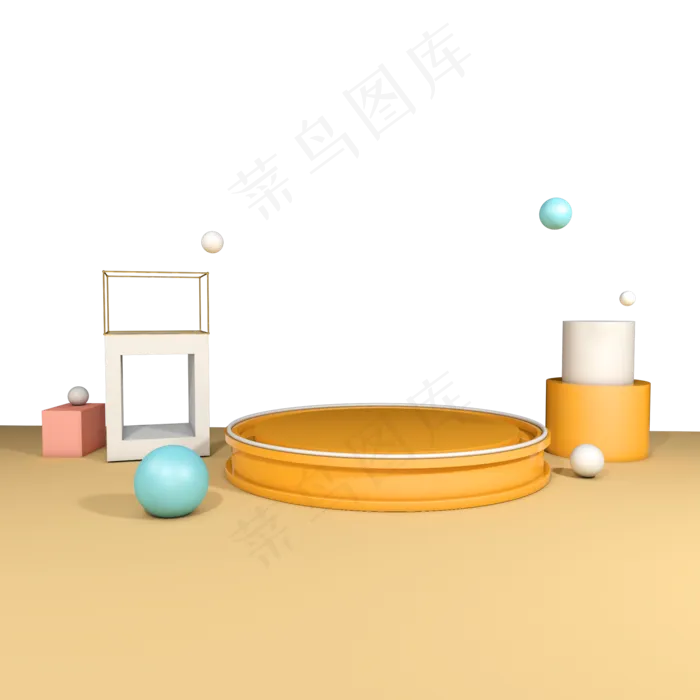 立体电商小清新C4D展台装饰,免抠元素(2000X2000(DPI:300))psd模版下载