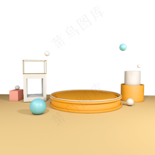 立体电商小清新C4D展台装饰,免抠元素