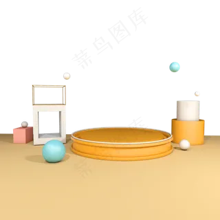 立体电商小清新C4D展台装饰,免抠元素