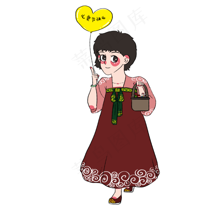 六一儿童节穿汉服发糖果气球的小(4000X4000(DPI:300))psd模版下载