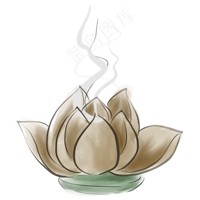 古风荷花香炉,免抠元素