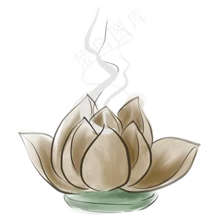 古风荷花香炉,免抠元素