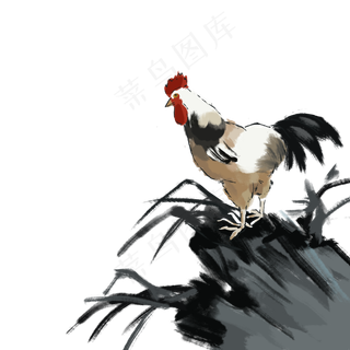 ：古风古典风格中国风水墨风公鸡