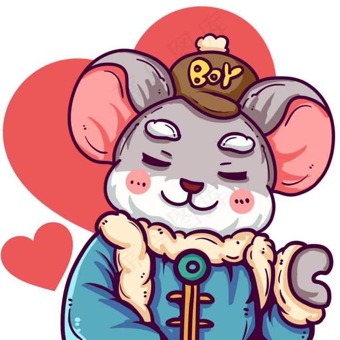 蓝色衣服灰鼠男生情侣头像,免抠元素